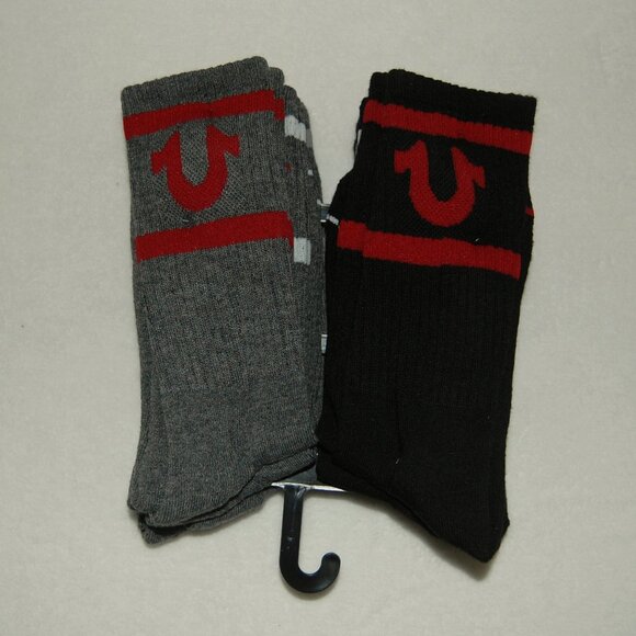 NWOT True Religion Men's Size M, 8-Pack Athletic Crew Socks, Black & Gray - Picture 1 of 9